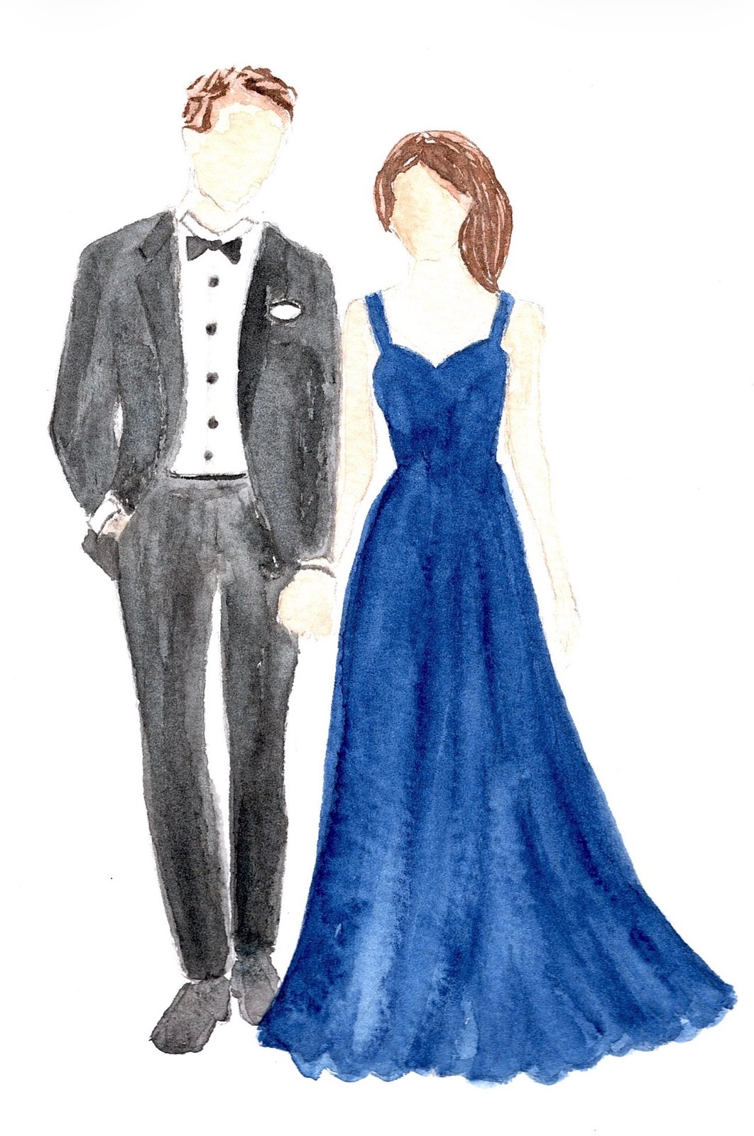 Black Tie — Watercolor & ink