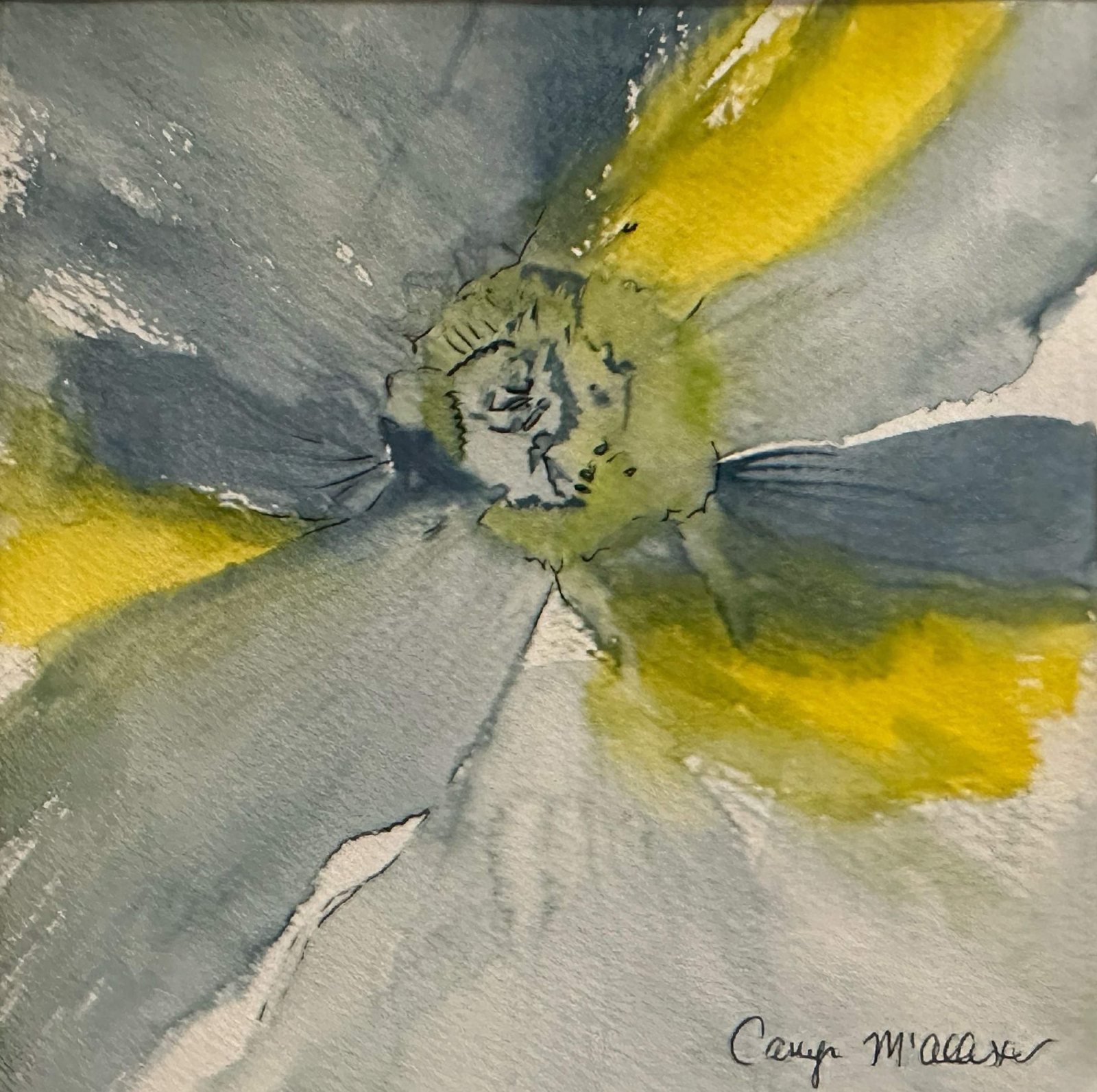 Silver Bloom — Watercolor & ink