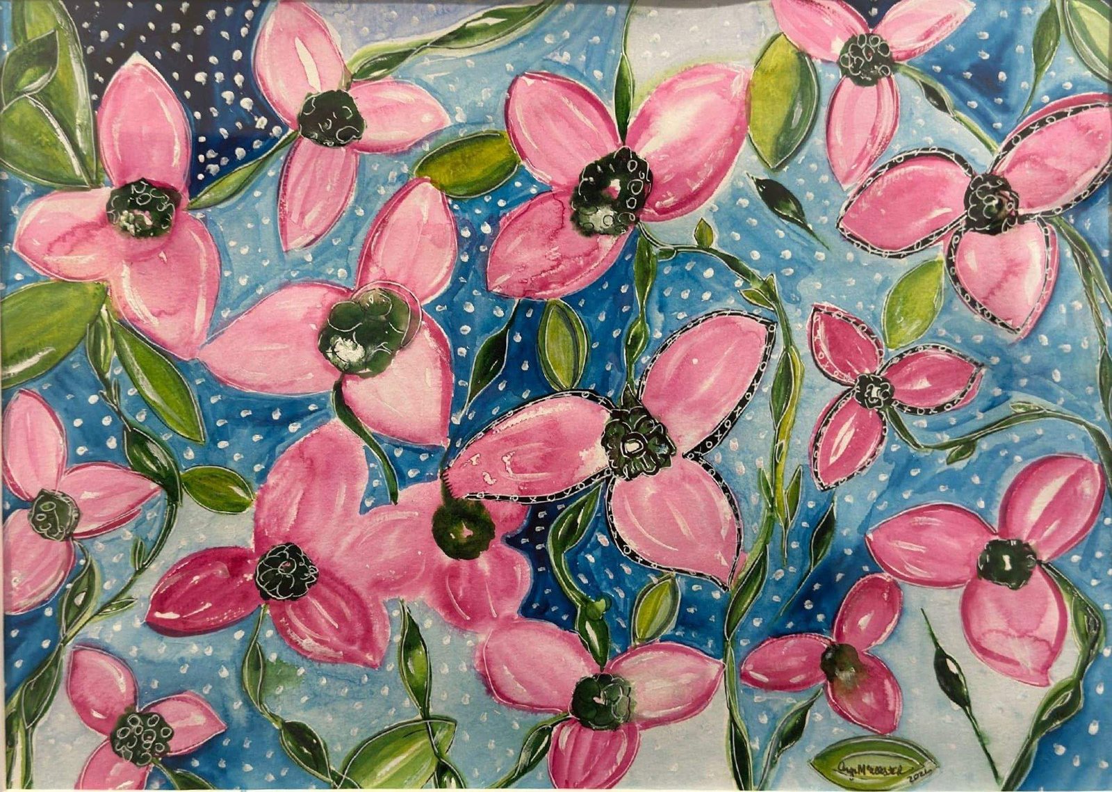 Dogwood Nights — Watercolor & ink