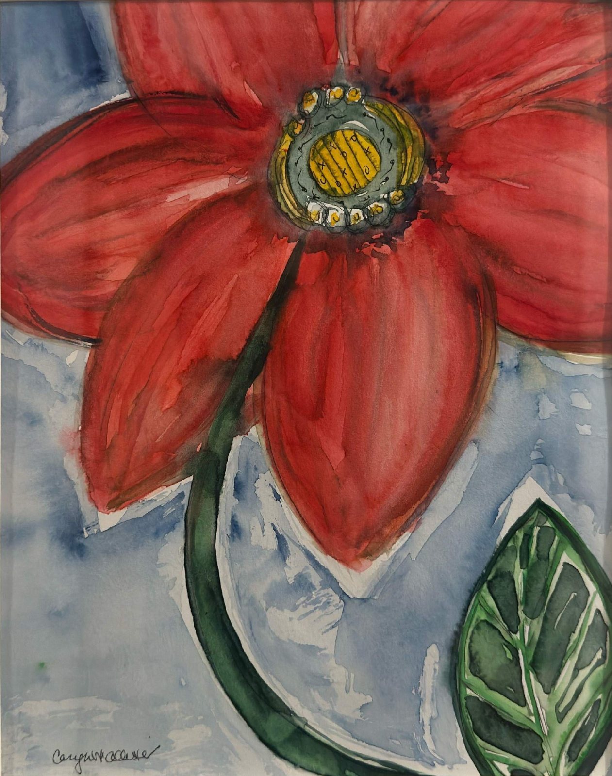 Scarlet Dahlia — Watercolor