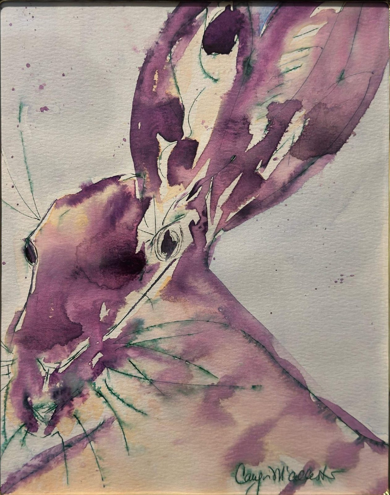 Butterfly in Plum — Watercolor & ink