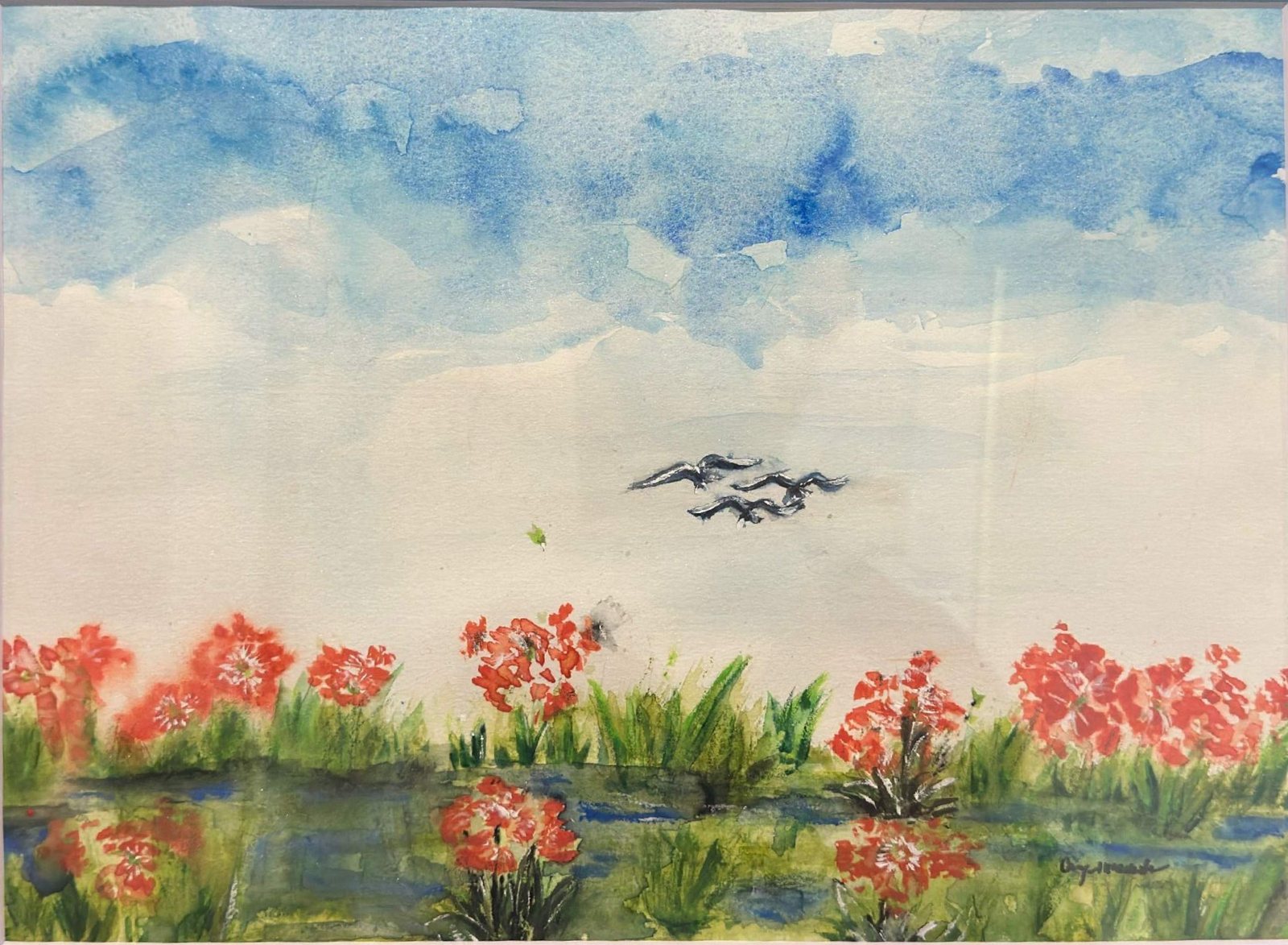 Riverbank Poppies — Watercolor