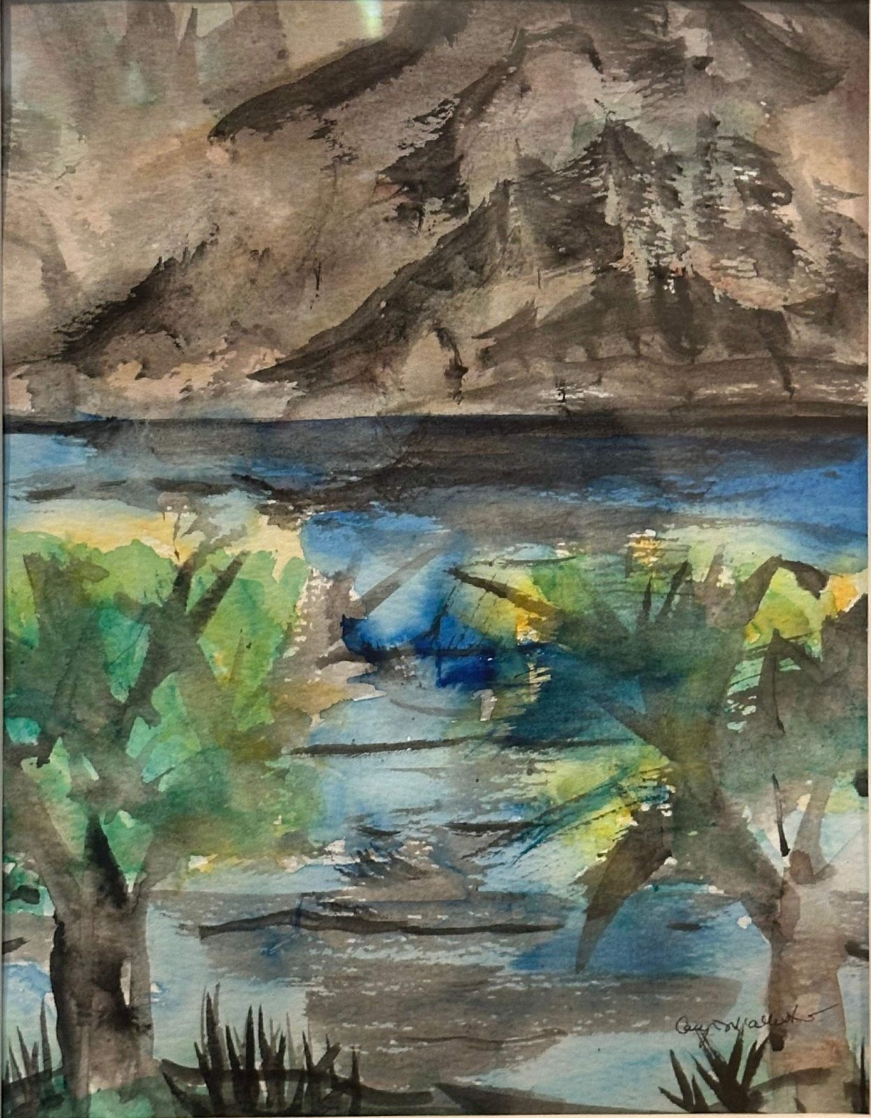 Lake in the Mountains — Watercolor