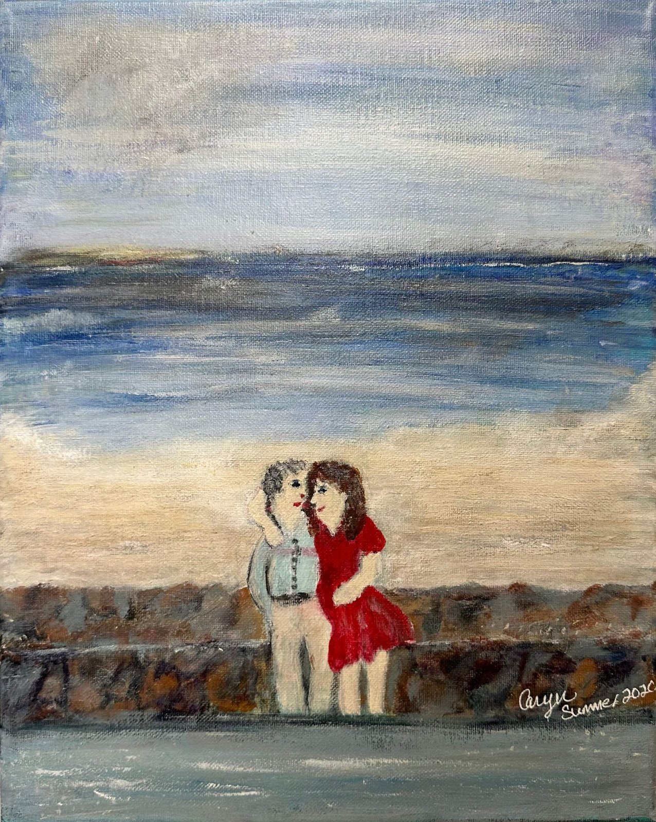 Sweethearts by the Sea — Acrylic on canvas